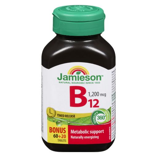 Picture of JAMIESON VITAMIN B12 - TIME RELEASE 1200MCG - BONUS TABLET 60+20S