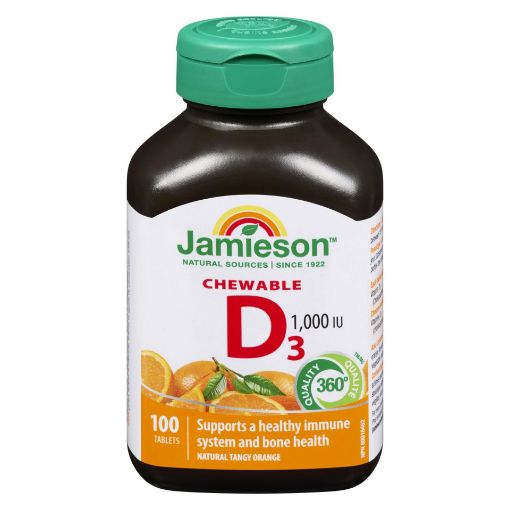 Picture of JAMIESON VITAMIN D 1000IU - ORANGE - CHEWABLE 100S                         