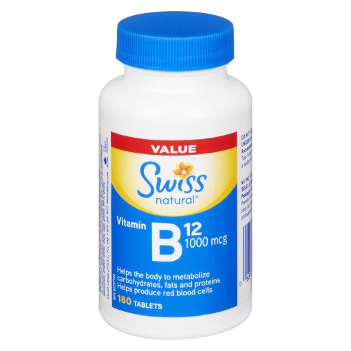 Picture of SWISS NATURAL VITAMIN B12 - VALUE SIZE TABLET 1000MCG 180S                 