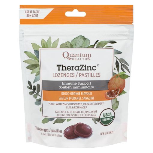 Picture of QUANTUM ORGANIC THERA-ZINC BLOOD ORANGE LOZENGE 18S