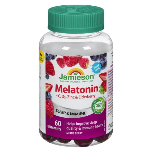 Picture of JAMIESON MELATONIN + IMMUNE VIT C, D, ZINC AND ELDERBERRY - GUMMIES 60S