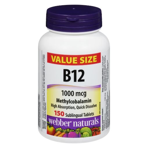 Picture of WEBBER NATURALS B12 1000MCG METHYLCOBALAMIN TABLETS 150S