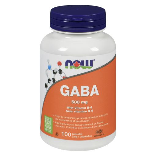 Picture of NOW GABA 500MG WITH VITAMIN B-6 - VEGETABLE CAPSULES 100S                            