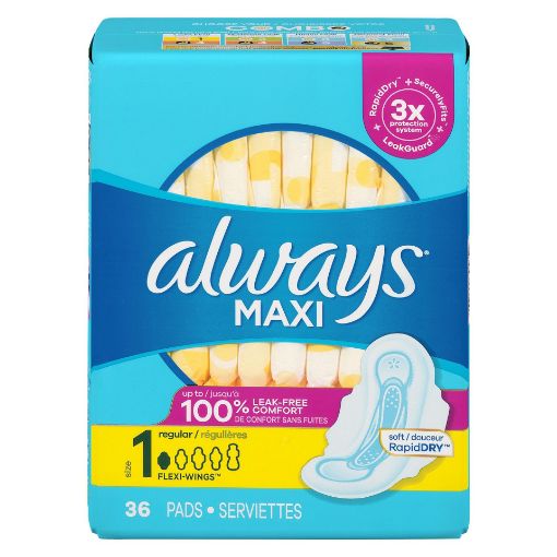 Picture of ALWAYS MAXI PAD - REGULAR W/WINGS  36S
