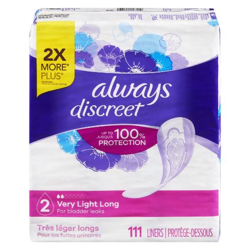Picture of ALWAYS DISCREET PANTYLINER VERY LIGHT ABSORBANCY - LONG LENGTH 111S