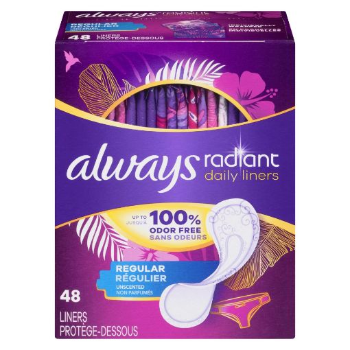 Picture of ALWAYS RADIANT WRAPPED PANTY LINER - UNSCENTED - REGULAR 48S               