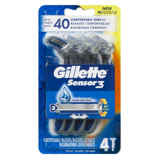 Picture of GILLETTE SENSOR3 RAZOR - DISPOSABLE - SMOOTH SKIN  4S                      