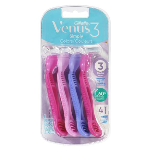 Picture of GILLETTE VENUS SIMPLY 3 PINK RAZOR - DISPOSABLE 4S                         