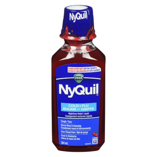Picture of VICKS NYQUIL COLD and FLU - CHERRY LIQUID 354ML