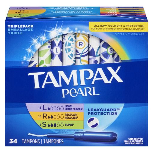 Picture of TAMPAX PEARL TAMPONS - TRI PACK LIGHT/REG/SUPER 34S