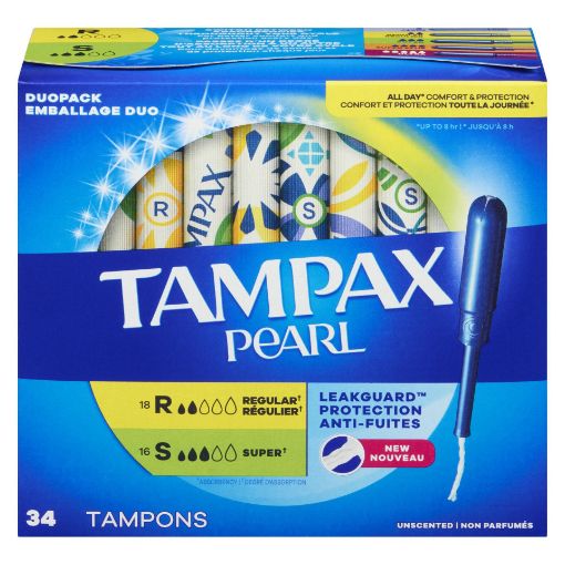 Picture of TAMPAX PEARL TAMPONS - DUO PACK REG/SUPER 34S