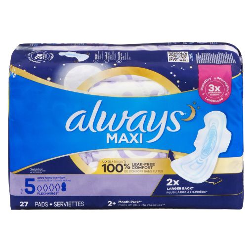 Picture of ALWAYS MAXI PADS - EXTRA HEAVY OVERNIGHT 27S