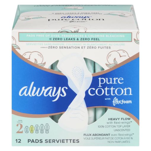 Picture of ALWAYS INFINITY NATURALS - PURE COTTON WITH FLEXFOAM SZ2 1X 12S            