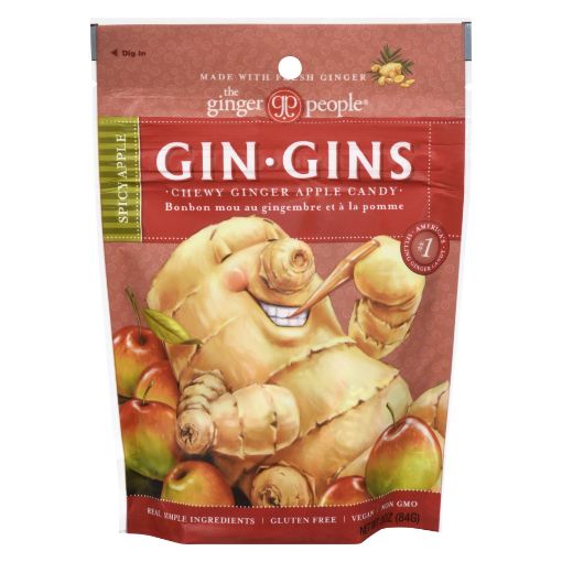 Picture of THE GINGER PEOPLE GIN GINS GINGER CHEWS - SPICY APPLE 84GR