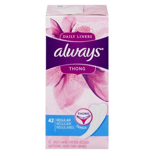 Picture of ALWAYS THONG DAILY LINERS REGULAR UNSCENTED 42S                            