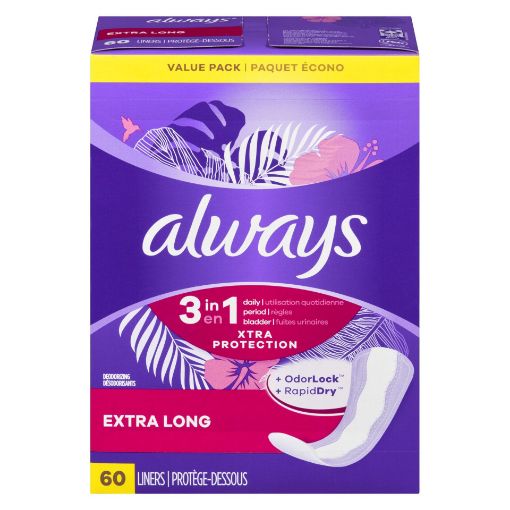 Picture of ALWAYS DRI-LINERS PANTILINER W/ODOUR LOCK - EXTRA LONG  60S