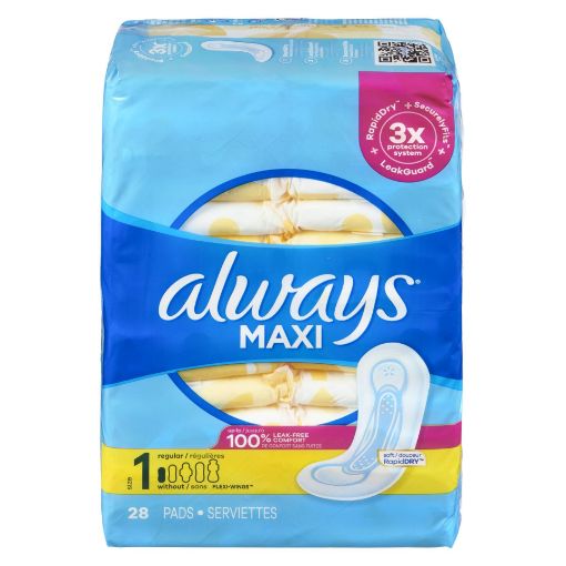 Picture of ALWAYS MAXI PAD - SIZE 1 REGULAR - UNSCENTED W/FLEXI WINGS 1.2X 28S