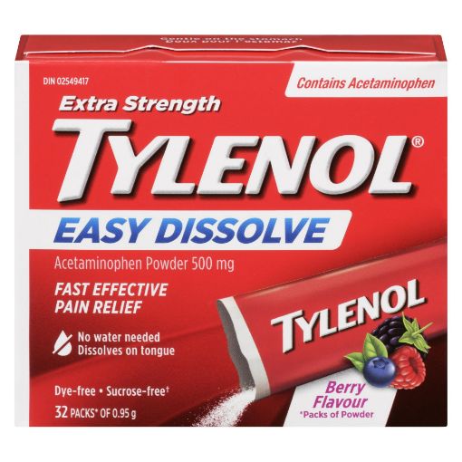 Picture of TYLENOL EXTRA STRENGTH - EASY DISSOLVE - BERRY 500MG POWDER 32S