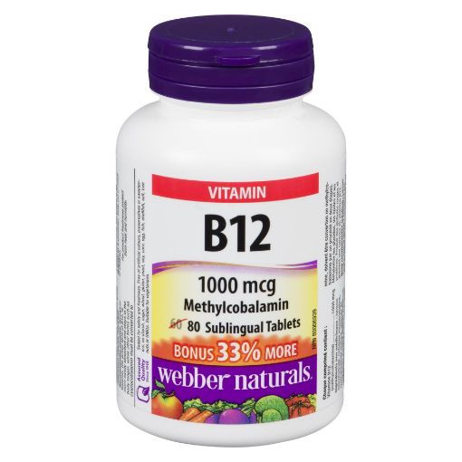 Picture of WEBBER NATURALS VITAMIN B12 METHYLCOBALAMIN 1000MCG 60+20S