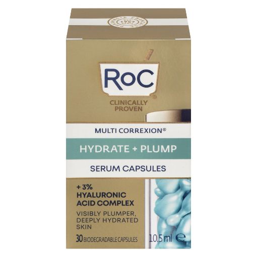 Picture of ROC HYDRATE and PLUMP HYALURONIC ACID NIGHT SERUM - CAPSULES 30S