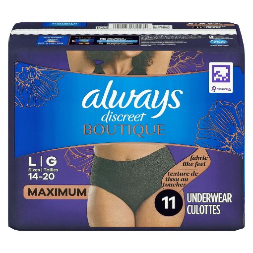 Picture of ALWAYS DISCREET BOUTIQUE UNDERWEAR - MAXIMUM - BLACK - LGE 11S