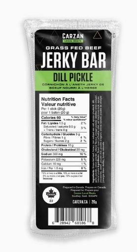 Picture of CARZAN GRASS FED BEEF JERKY BAR - DILL PICKLE 20GR