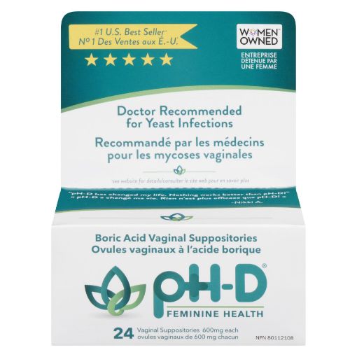 Picture of PH-D FEMININE HEALTH BORIC ACID VAGINAL SUPPOSITORIES 24S