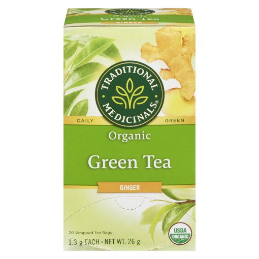 Picture of TRADITIONAL MEDICINALS ORGANIC GREEN TEA - GINGER 20S               