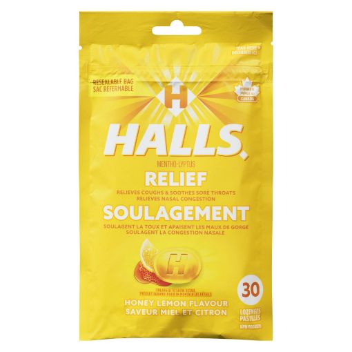 Picture of HALLS LOZENGES - HONEY LEMON 30S                                           