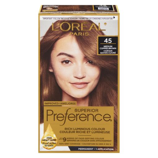 Picture of LOREAL PREFERENCE HAIR COLOUR - MEDIUM COPPER BROWN #45                    