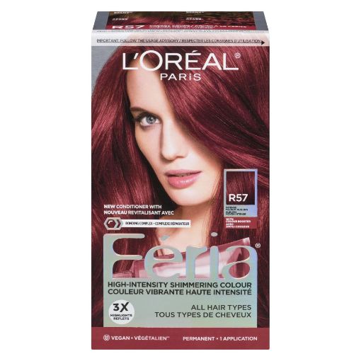 Picture of LOREAL FERIA HAIR COLOUR - POWER RED INTENSE MEDIUM AUBURN R57             