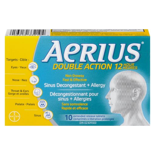 Picture of AERIUS SINUS and ALLERGY 12H - TABLETS 10S