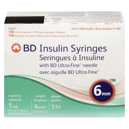 Picture of BD INSULIN SYRINGES W/BD ULTRA-FINE NEEDLE 1ML 31G 6MM  100S
