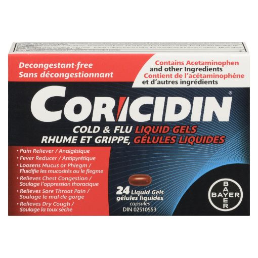 Picture of CORICIDIN COLD and FLU LIQUID GEL CAPSULES 24S
