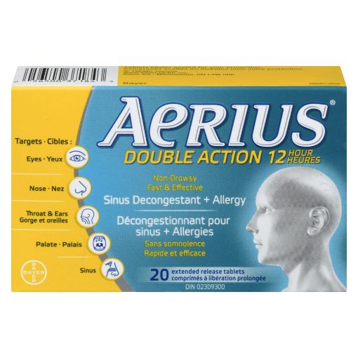 Picture of AERIUS DOUBLE ACTION 12H - TABLETS 20S