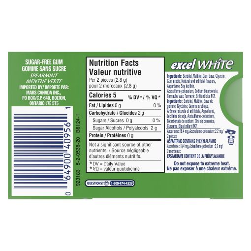 Picture of EXCEL WHITE GUM - SPEARMINT 12S
