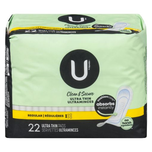 Picture of U BY KOTEX CLEAN and SECURE PADS - ULTRA THIN REGULAR 22S