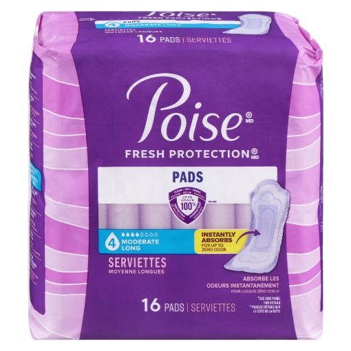 Picture of POISE PADS - MODERATE - LONG 16S