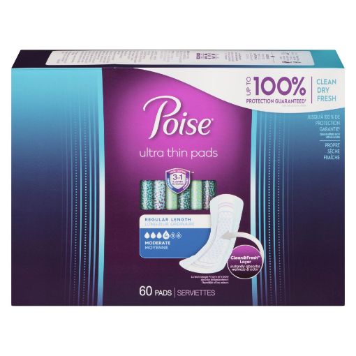 Picture of POISE ULTRA THIN PADS - MODERATE 60S