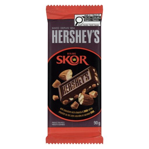Picture of HERSHEY MILK CHOCOLATE WITH SKOR and ALMOND - FAMILY BAR 90GR