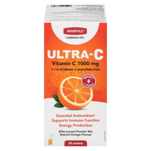 Picture of WAMPOLE ULTRA-C VIT C 1000MG EFFERVESCENT POWDER MIX SACHETS - ORANGE 30S