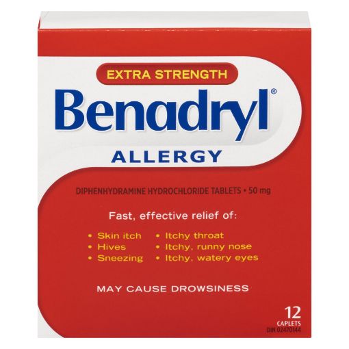 Picture of BENADRYL EXTRA STRENGTH CAPLETS 12S                                        