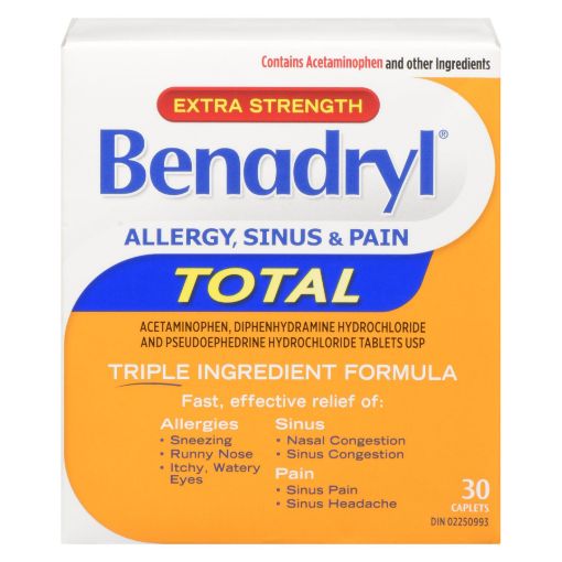 Picture of BENADRYL TOTAL EXTRA STRENGTH ALLERGY and SINUS 30S