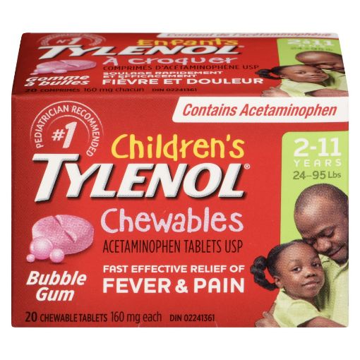 Picture of TYLENOL JUNIOR CHEWABLES - BUBBLEGUM 160MG 20S                             