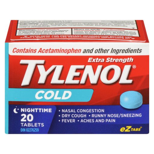 Picture of TYLENOL COLD - NIGHT - EXTRA STRENGTH TABLETS 20S