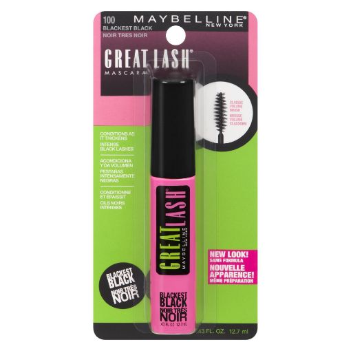 Picture of MAYBELLINE GREAT LASH MASCARA - BLACKEST BLACK                             