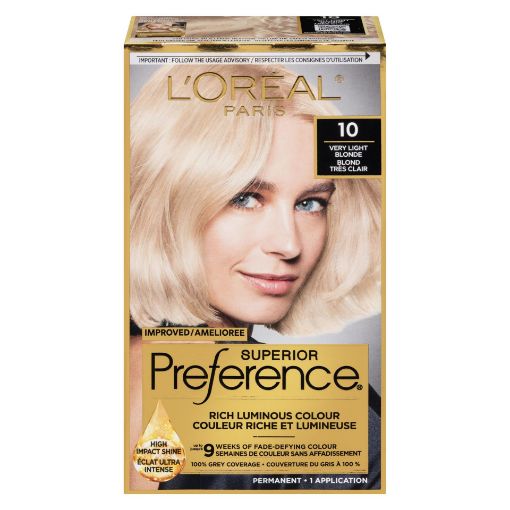 Picture of LOREAL PREFERENCE HAIR COLOUR - VERY LIGHT BLONDE #10                      
