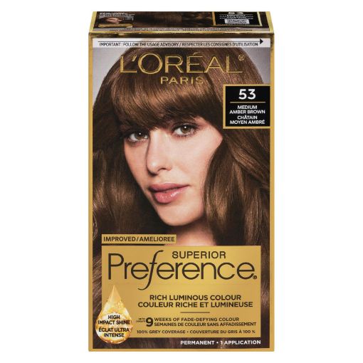 Picture of LOREAL PREFERENCE HAIR COLOUR - MEDIUM AMBER BROWN #53                     