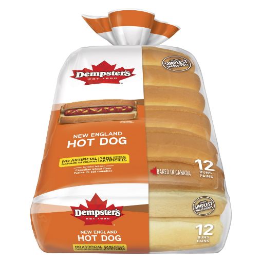 Picture of DEMPSTERS NEW ENGLISH HOT DOG BUNS 12S