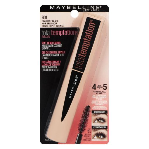 Picture of MAYBELLINE TOTAL TEMPTATION MASCARA - BLACKEST BLACK - WASHABLE 9.8ML      